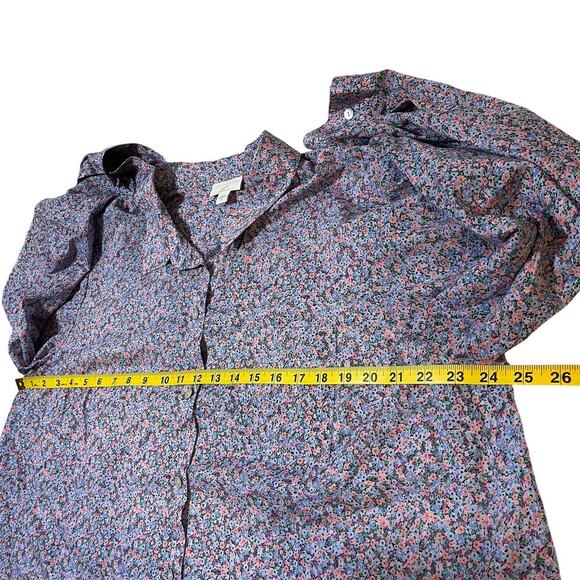 J Jill Spring Floral Button Up Purple Pink Size XL Cotton Long Sleeve Easter - Picture 8 of 9